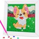 QEUOYSS Diamond Art Kit for Kids with Wooden Frame Art and Crafts for Kids Ages 6-8 -10-12 Easy to DIY Diamond Art for Kid and Adult Beginners Home Wall Decoration (Dog)