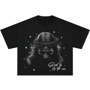 VIPWOLF Men's Graphic Y2K Shirt Casual Short Sleeve Round Neck Regular Fit Summer Baggy T-Shirts (Large, Black # 04)