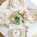 50 Pack Easter Paper Placemats Disposable,16x 11 Inch Blue Pink Rabbit Bunny Spring Seasonal Paper Table Mats Floral Bow Placemats for Home Kitchen Dining Holiday Party Decoration