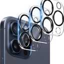for [3 Pack] Camera Lens Protector for iPhone 15 Pro /15 Pro Max Ultra HD Tempered Glass Lens Protector, Anti Scratch, Strong Adhesion, Easy to Install, Case Friendly Camera Screen Cover