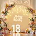 6.6 ft White Round Backdrop Cover with Lights Circle Wedding Arch Stand Backdrop Cover with Fairy Lights for Bridal Shower Birthday Baby Shower Photography Photo Shoot Background Decorations