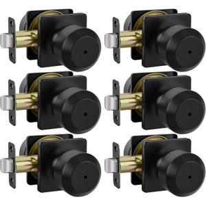 Haidms 6 Pack Black Door Knobs Interior, Privacy Interior Door Knob for Bedroom or Bathroom, Matte Black Door Knobs