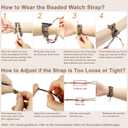 JR.DM Boho Beaded Band Women for Fitbit Versa 4/Versa 3/Sense 2/Sense Brown Stone Bracelet Adjustable Handmade Braided Rope Watch Strap Smartwatch Replacement Wristband