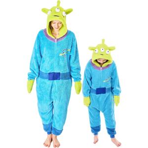 GONAAP Adult Onesie Pajamas Sherpa Animal One Piece Cosplay Costume for Women Men (Medium, Green/Blue)