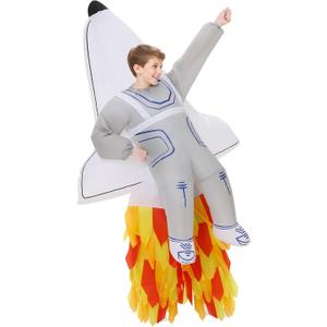 Tanganan Inflatable Spaceship Costume for Kids, Halloween Manned Spacecraft Rocket Costumes Suits Blow up Costumes for Boys Girls Cool Funny Fancy Dress Party