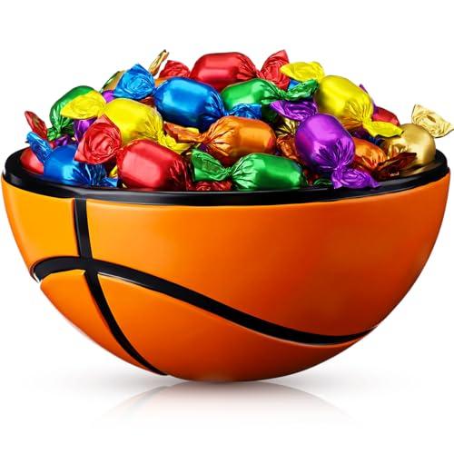 Reallnaive 1 Pcs Basketball Shaped Snack Bowl Basketball Serving Tray Reusable Charcuterie Bowl Resin Appetizer Serving Dish for Candy Chip Popcorn Sport Birthday Party Decoration Tailgate Dinner, 7.87 x 5.91 x 3.54 inches