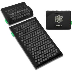Premium Acupressure Mat and Pillow Set - Natural Eco-Friendly Linen & Coconut Fiber,Ergonomic Design,Relieves Stress & Tension,with Carrying Bag,Full Body Pro Set