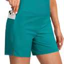 G Gradual Women's 5" High Waisted Swim Board Shorts with Phone Pockets UPF 50+ Quick Dry Beach Shorts for Women with Liner(Aqua Blue, Medium)