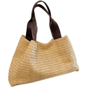 Womens Vintage Woven Straw Handbag with Top Handle Elegant Beach Holiday Bag Casual Large Capacity Fashion Shoulder