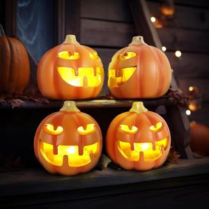 Pumpkin Lights, Jack Lantern Halloween Ornaments, Holiday Lights for Indoor Or Outdoor Decors Halloween Party Decoration - 4 (2-Orange-4)
