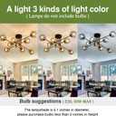 8 Light Glass Globe Ceiling Light Black and Gold Mid Century Flush Mount Sputnik Light Fixture Bubble Chandelier Living Room Farmhouse for Dining Room Kitchen Bedroom.