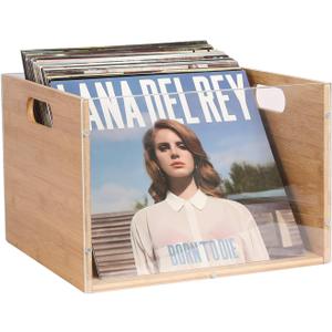 X-cosrack Vinyl Record Storage Crate, Visible Acrylic & Bamboo Vinyl Record Holder with Handle, Record Crates for Vinyl LP Album Magazine, Cube Box Storage and Organizer, Easy to Assemble
