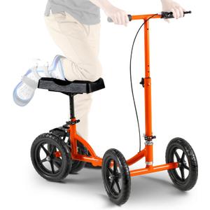 SuperHandy Knee Walker - Foldable Aluminum Frame Weighs only 16.5 lbs, 12" Large Tires - Height Adjustable Platform & Handlebars, Rolling Knee Scooter Supports up to 330 Lbs (1)