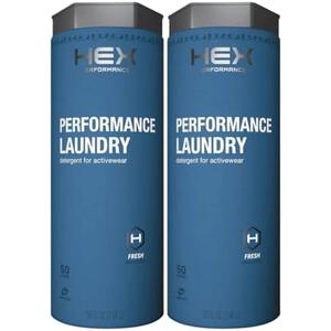 HEX Performance Laundry Detergent, Fresh & Clean, 100 Loads (Pack of 2) - Designed for Activewear, Eco-Friendly, Concentrated Formula