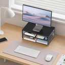 ECOLOVI 2-Tier Computer Monitor Stand Riser, Desk Organizer for Monitor, Printer & Laptop Stand, Desktop Workspace Organizers for Office Supplies(Black 2-Pack)