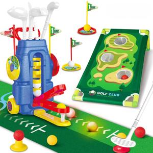Fistone Toddler Golf Set with Foot-Pedal Launcher- 3 in 1 Kids Golf Toy with Golf Cornhole Board & Putting Mat | Indoor & Outdoor Golf Toys - Birthday Gift for Boys & Girls Age 3-8