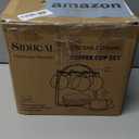 SIDUCAL Stackable Cappuccino Cup Set of 4 [8oz] Ceramic Coffee Cups with Saucers and Cup Holder, Microwave/Dishwasher Safe, Espresso Demitasse Cups