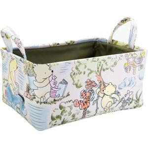 Winnie Storage Nursery Basket, Table Organizer,Books, Clothes ,Toys, Pooh Nursery Decor, Baby Stuff Diaper Bag for Gift Baby Shower Decorations Items(5.9x9.5x12.6 inches)
