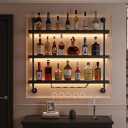 Wall Mounted Wine Rack with LED Lights, 31.4" W