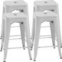 FDW Metal Bar Stools Set of 4 Counter Height Bar Stools 24 Inches Industrial Bar Chairs Patio Stool Stackable Backless Stool Indoor Outdoor Metal Kitchen Stools Bar Chairs (White, 24")