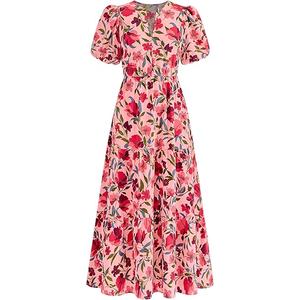 dowerme Womens Summer Dresses 2025 Casual Puff Short Sleeve V Neck Floral Boho Tiered Ruffle Maxi Dress with Pockets
XXL