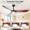 52'' Ceiling Fans with Lights and Remote, Wood Outdoor Ceiling Fan with 6 Speed Noiseless DC Motor, Indoor Modern 3 Blade Propeller Ceiling Fan for Bedroom Living Room Gazebo Patio (Walnut), 52in