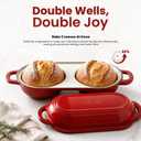 Enameled Cast Iron Bread Loaf Pan with Lid,Double Sourdough Baking Pan(Red)