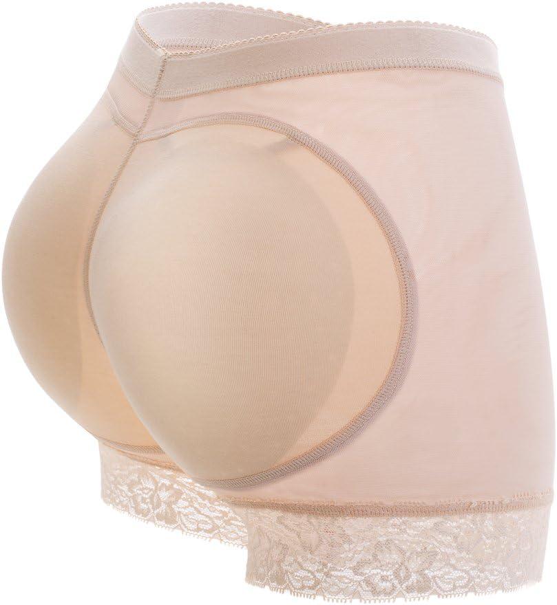 KIWI RATA Womens Butt Lifter Padded Lace Panties Enhancer Underwear (Medium, Nude)