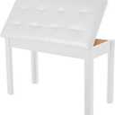 AODSK Piano Bench with Padded Cushion and Storage Compartment for Music Books,Solid Wood Keyboard Bench Duet Piano Bench,White Piano Stool,29.13''x12.99''x18.11 Inches