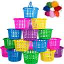 18PCS Easter Baskets Small for Kids Bulk with Handles Plus 70g Easter Grass Stuffers Fillers Egg Hunt Game Gifts Party Favors 6.5" x 6.7"