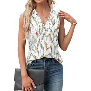 Agnes Urban Womens V Neck Tank Tops Dressy Summer Sleeveless Shirts Casual Loose Tunic Tops Blouses T Shirts (XL)
