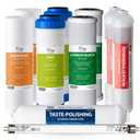 iSpring F10KU NSF Certified 1-Year Replacement Filter Set for 7-Stage RO Water Filtration Systems, Includes Alkaline Mineral & UV Filters, 10 Pieces, No RO Membrane
