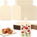 36 Pcs Mini Wooden Cutting Board for Crafts Small Charcuterie Boards Bulk with Handles Unfinished Wood Paddle Blank Chopping Plank for DIY Kitchen Thanksgiving Christmas Cooking Decor (9.4" X 5.1")