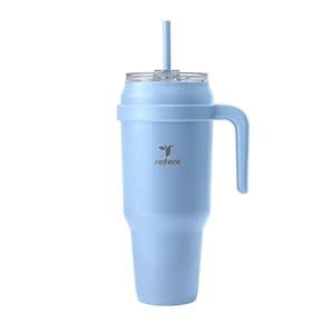 Reduce 24 oz Stainless Steel Tumbler with Handle - Dual-Wall Vacuum Insulated Travel Mug, Sweat-Proof Lid & Reusable Straw - Keeps Drinks Cold for 24 Hrs, Fits Cupholders, Dishwasher Safe-Mineral Blue