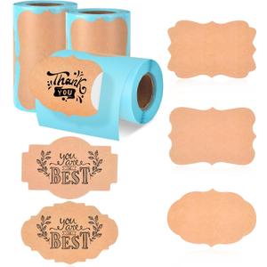 Brown Thermal Labels - 3 Roll Pack of 600 Pieces, 3x2 Inch, Vintage Style, Compatible with Thermal Label Printer, Ideal for DIY Design, Address, Consignment