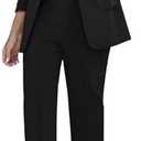 luvamia Women's Two Piece Sets Pants Suits Dressy Business Casual Outfits Professional Blazer Pantsuits Set Work Office. (Black, Small)