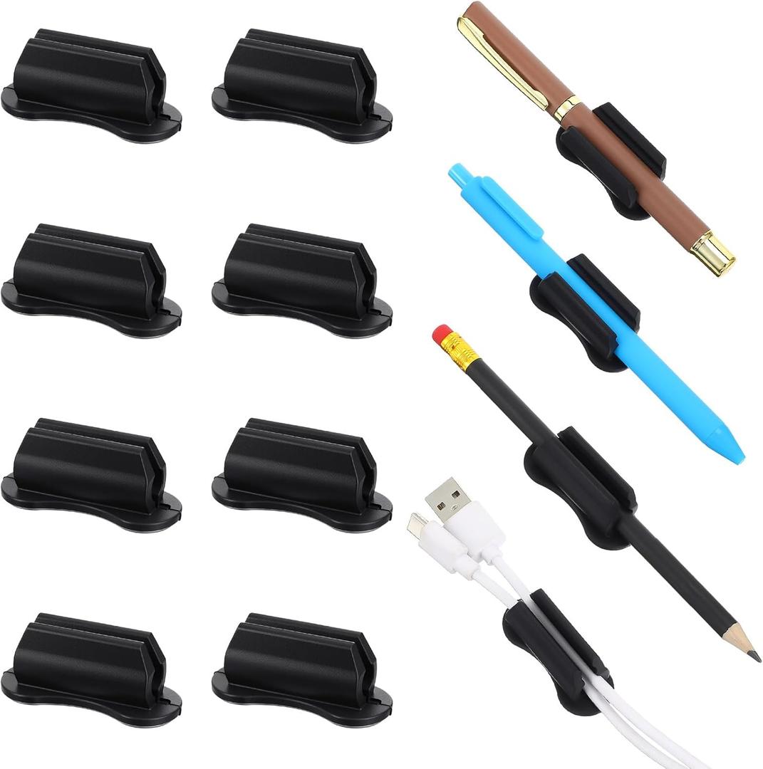 8 Pack Adhesive Pencil Holders for Desk Adhesive Pen Holder for Wall Organizer Silicone Pencil Holders Flexible Sticky Pen Clip Stylus Organizer Marker Holder for Clipboard Office Supplies