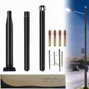 Street Light Pole 10 Ft Tall - Outdoor Adjustable Heavy Duty Metal Street Lamp Post for Outside Solar Street Lights with Mounting Rebar Cage Base for Backyard,Parking Lot,Walkway