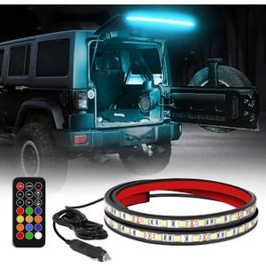 XRIDONSEN 40 Inch RGBW Rear Window Lift Gate Dome Light Strip Back Glass Tailgate Hatch Trunk Cargo Camping Light RF Wireless Remote Compatible with Jeep Wrangler JL JK YJ TJ JKU JLU 2/4-Door SUV