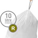 simplehuman Code R 100 Count, Dispenser Pack Custom Fit Liners, Drawstring Trash Bags, 10 Liter / 2.6 Gallon, White