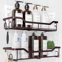 Kitsure Shower Caddy Large - Adhesive Shower Organizer, Stainless Steel Shower Shelf for Inside Shower, No Drill Bathroom Organizers and Storage, Home Decor Accessories, 2 Pack, Brown