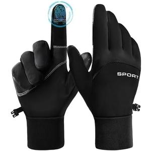 AURUZA Cycling Gloves for Men Winter Cold Weather, Five Fingers Touch Screen Winter Gloves for Men, Waterproof Anti-Slip Warm Gloves Liners for Cycling Biking Walking Sporting Driving, Small