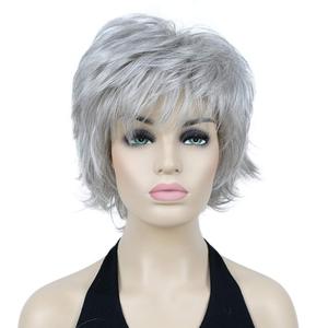 Lydell Short Layered Shaggy Wavy Full Synthetic Wigs (51 Silver Gray)