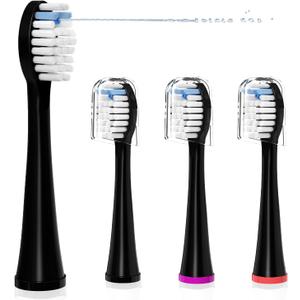 Replacement Heads for WaterPik Sonic Fusion SF-01/SF-02/SF-03/SF-04, Replacement Brush Heads Compatible with WaterPik Sonic Fusion 2.0 Flossing Toothbrush with Cover (Black)