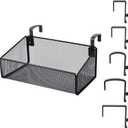 Bedside Caddy Shelf Hanging Storage Basket for Bunk Bed, Office Cubical Walls, Baby Rails, College Dorm Organizer - 5 Pairs Sized Hooks for Phone, Glass, Magazine, Decor (Black)