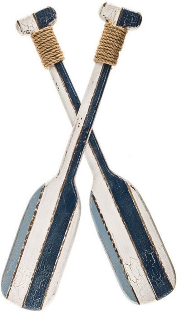 K&N41 Indoor Dcor Blue & White Wooden Twin Oar Wall Decor Beach House Paddle Nautical Decor