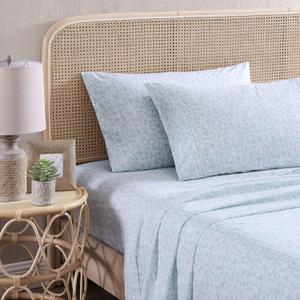 Tommy Bahama King Cooling Sheet Set 100% Cotton Percale, Crisp & Breathable Sheets for Hot Sleepers, Lightweight, Cool Zone Blue Sky, Deep Pocket