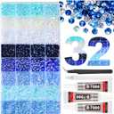 25000Pcs 32 Types Blue Jelly Resin Rhinestones for Bedazzling, Multicolor Flatback Gems for Crafting, Bedazzler Kit with 3Pcs B7000 Jewelry Glue for Clothes Shoes Nail Book Diamond Art (Ultra Large Pack + 3pcs Glue)