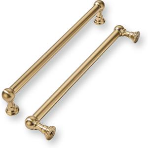 khtumeware 10 Pack 10 Inch Hole Center Champagne Bronze Cabinet Pulls Heavy Duty Solid Satin Brass Cabinet Handles for cabinets Dressers Kitchens Handles Bathroom cabinets