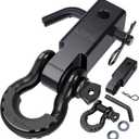 AUTOBOTS Shackle Hitch Receiver 2", 45,000 Lbs Break Strength Heavy Duty Receiver with 5/8" Screw Pin, 3/4" D Ring Shackles, Towing Accessories for Vehicle Recovery Off-Road, Black&Black